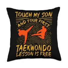 Touch my Son and your first Taekwondo Lesson is free Throw Pillow