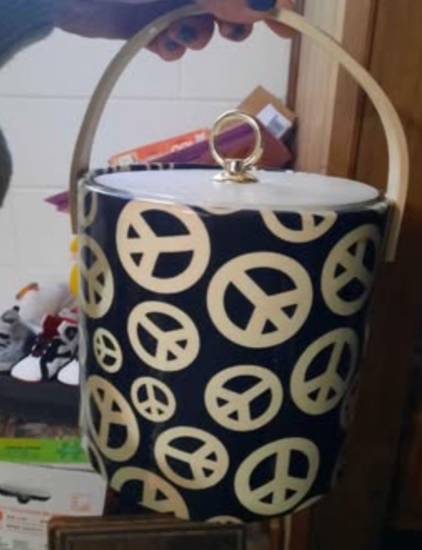 Vintage Mod Peace Sign Ice Bucket – Mid-Century Modern Wet Look Vinyl- Very Cool