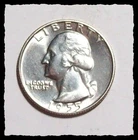 1955-D WASHINGTON QUARTER    Partial RR Rim REV  White Gem BU    #10D12