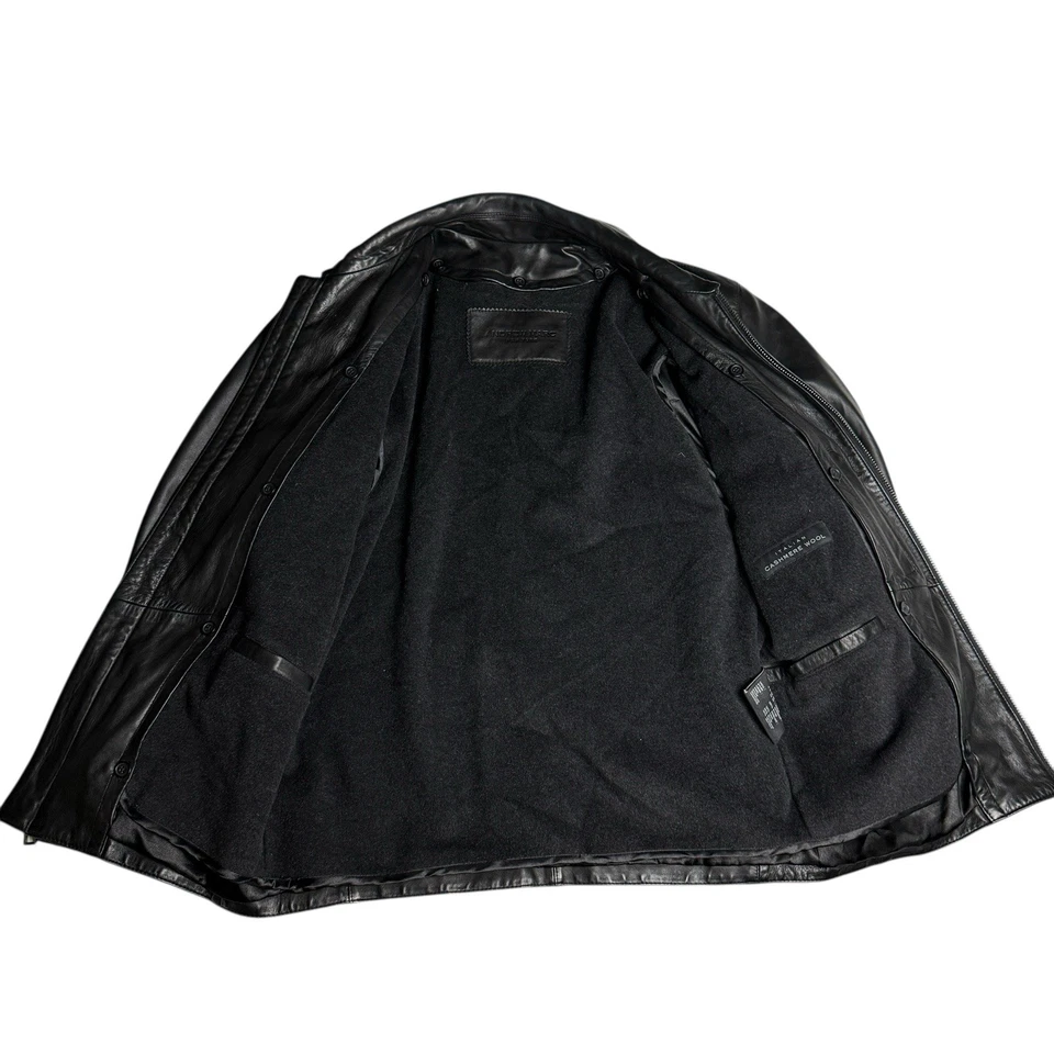 Men’s Leather Jacket SZ S Andrew Marc Zip-Up Soft W/ Cashmere Wool Liner Italy - Image 4 of 4