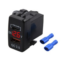 PD Car Charger Socket Dual USB QC3.0 Fast Charging Port Power Adapter for Toyota