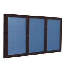 Ghent's Vinyl 36" x 72" 3 Door Enclosed Bulletin Board in Ocean Blue