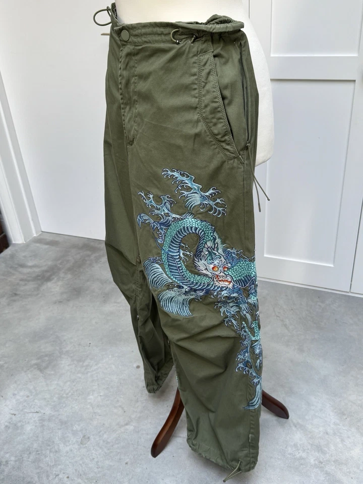 Maharishi Water Dragon Embroidered Loose Snopants Olive OG-107F RRP£ 450 Size XL - Image 2 of 4