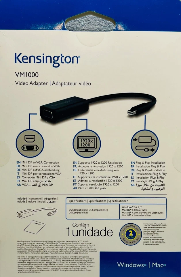 K33987WW Kensington VM1000 Mini Display Port to VGA Adapter Videokonverter D ~D~ - Bild 2 von 4