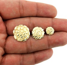 Mens Womens Kids 10k Solid Yellow Gold Diamond Cut Round Nugget Stud Earrings Mens Womens Kids 10k Solid Yellow Gold Diamond Cut Round Nugget Stud Earrings