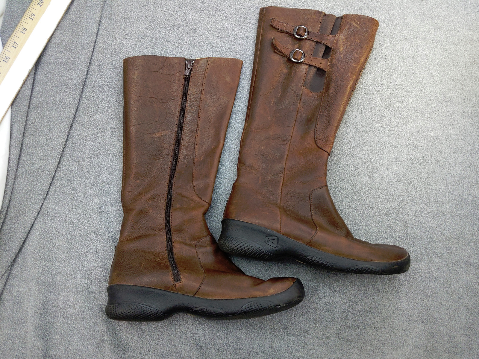 Stivali KEEN Bern Baby Bern donna 9 39 5 pelle marrone impermeabili equitazione zip laterale
