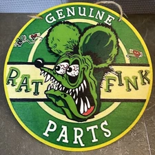 🔥NEW Ed Roth Rat Fink RF Hot Rod 8” Round Sign Mechanic ODD T-Bucket Muscle Car
