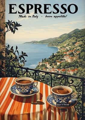 Espresso Made In Italy Kaffee Stadt Urlaub Kunst Reise Poster Zimmer Wanddruck A4