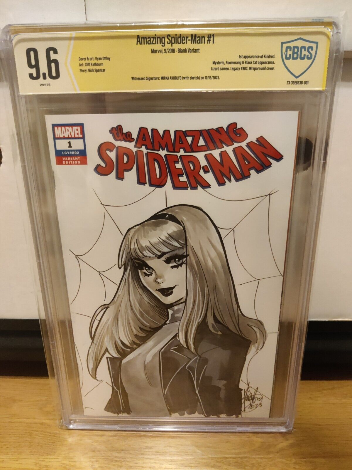 Amazing Spider-Man #1 GWEN STACY CBCS 9.6 NOT CGC ART SKETCH MIRKA ANDOLFO 