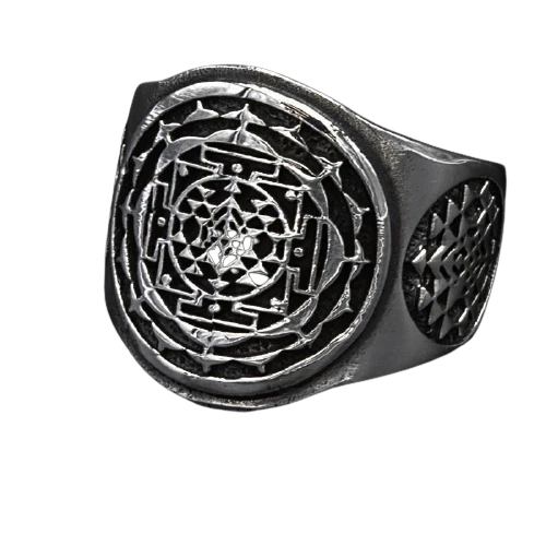 Aadhyathmik Sri Yantra Ring Sree Yantra Mahameru Adjustable Ring - S945108  - Season Bazaar