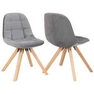 Esszimmerstuhl Grau Polsterstuhl 2er Set Stuhle Stoff Samt Retro Design Ebay