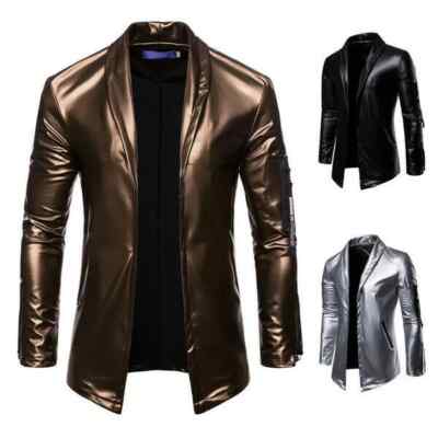 Herren Smoking Jacke Elegant Gold Schwarz Silver Glänzend Knopf Slim Herrenmode 1125
