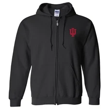 Indiana Hoosiers Primary Logo Left Chest Full Zip Hoodie