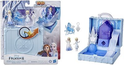FROZEN 2 POP UP AHTOHALLAN ADVENTURES, 2 ELSA DOLLS, BLUE HORSE BRIDLE, KEY 