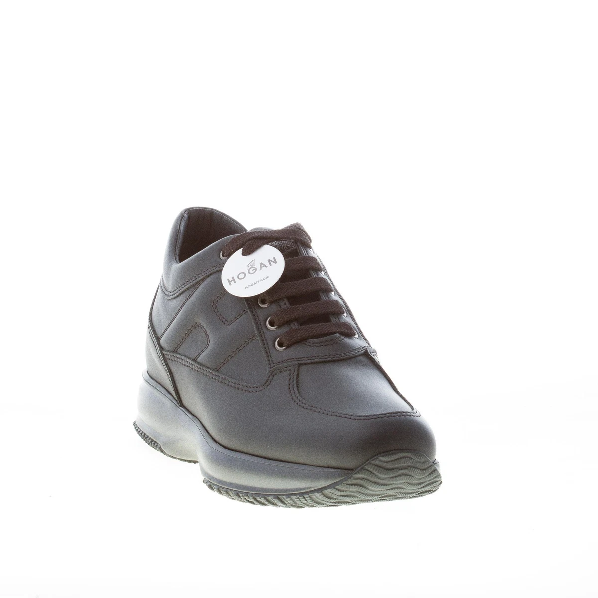HOGAN men shoes Interactive black leather sneaker padded H