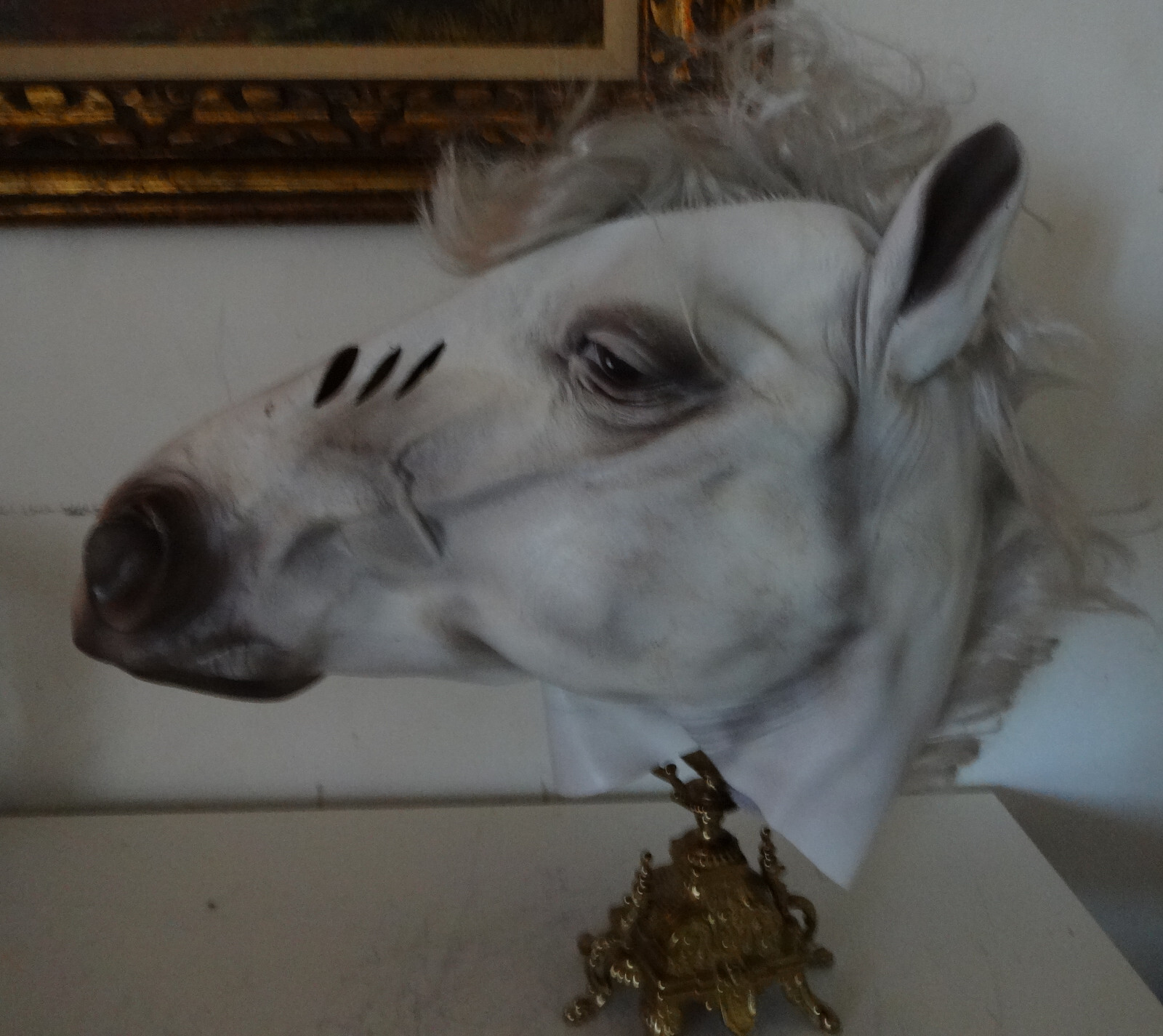 White Horse Halloween Signed CESAR 1995 Latex Animal Costume Mask Adult One Size