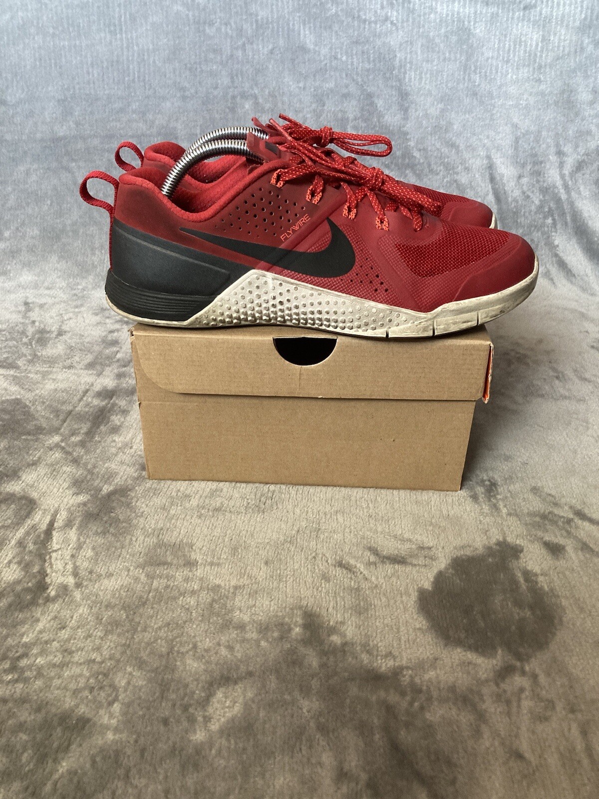 Nike Metcon Flywire Crossfit Gym Shoes Mens Bred Red Black Sz