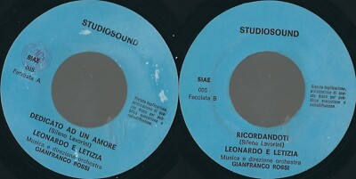 45 RPM Record Leonardo E Letizia - Dedicated To A Love // Remembering You