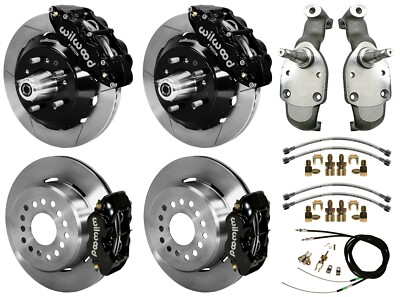 WILWOOD DISC BRAKES,14'' FRONT & 12'' REAR,2'' DROP SPINDLES,65-70 IMPALA,BLACK