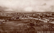Iverness & Moray Firth RPPC Vintage Postcard Scotland Aerial View North Sea