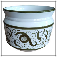 Vaso portavaso verde in ceramica decorato vintage cm 20 da interno fiori piante