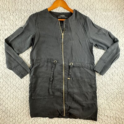 Zara Basic Collection Womens Black Utility Zip Jacket With Pockets Size Medium