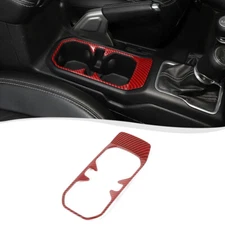 Center Console Front Cup Holder Cover Trim For Wrangler JL JT 2018+ Red Carbon