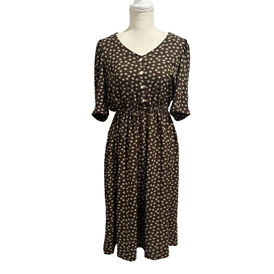 Mo:Vint New York Brown Cinch Dress Womens Size Small Polyester Anthropologie