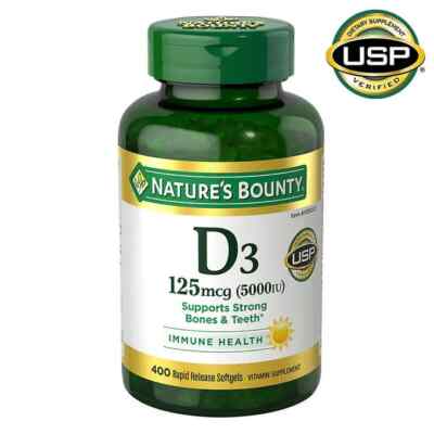 Nature's Bounty VITAMIN D3 5000IU, 400 Softgels *Bone, Teeth & Immune Health