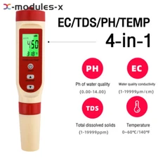 4-In-1 PH TDS EC Temperature Meter Tester Water Quality Test Pen for Hydroponic