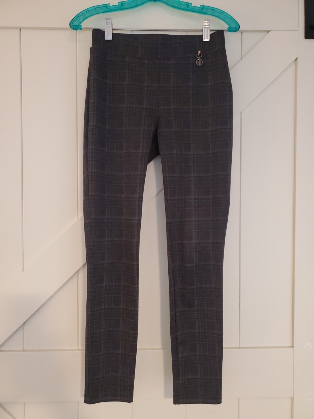 Tommy Hilfiger Women's Black Gray Dress Plaid Pull On Skinny Pants Size 2 READ