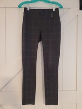 Tommy Hilfiger Women's Black Gray Dress Plaid Pull On Skinny Pants Size 2 READ