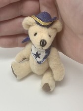Dollhouse Miniature Artisan Patriotic Jointed Blue Cowboy Teddy Bear 3.25  
