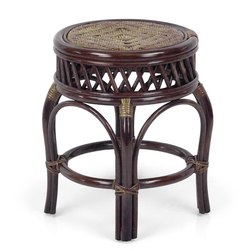 Ginger Handmade Rattan Wicker Stool Ottoman Plant Stand - Picture 15 of 30