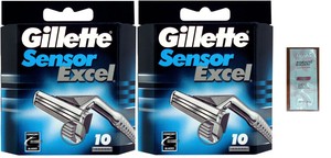 Mens-Gillette-Sensor-Excel-Razors-Blades-20-Cartridges-Free-LovingCare-Packet