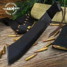 Gil Hibben Rambo IV Heavy Hunting Survival Tactical Machete Knife Leather Sheath