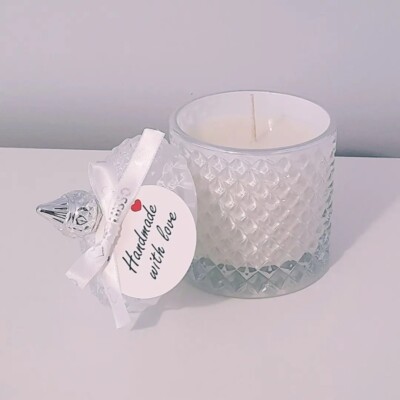 Weiß & Silber Diamant Luxus Kerzenglas Geschenkset - Spa Winter & frischer Duft 