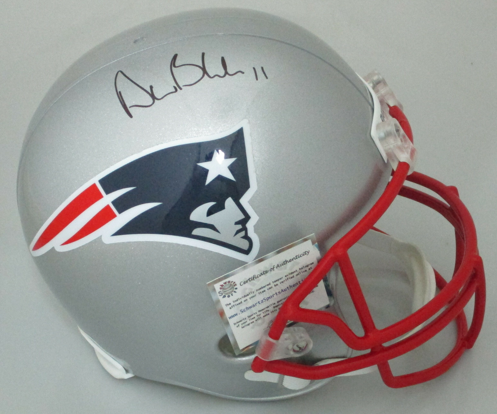 Drew Bledsoe Autographed Signed New England Patriots Patriots Quarterback Full Size Riddell Replica Helmet AUTO 