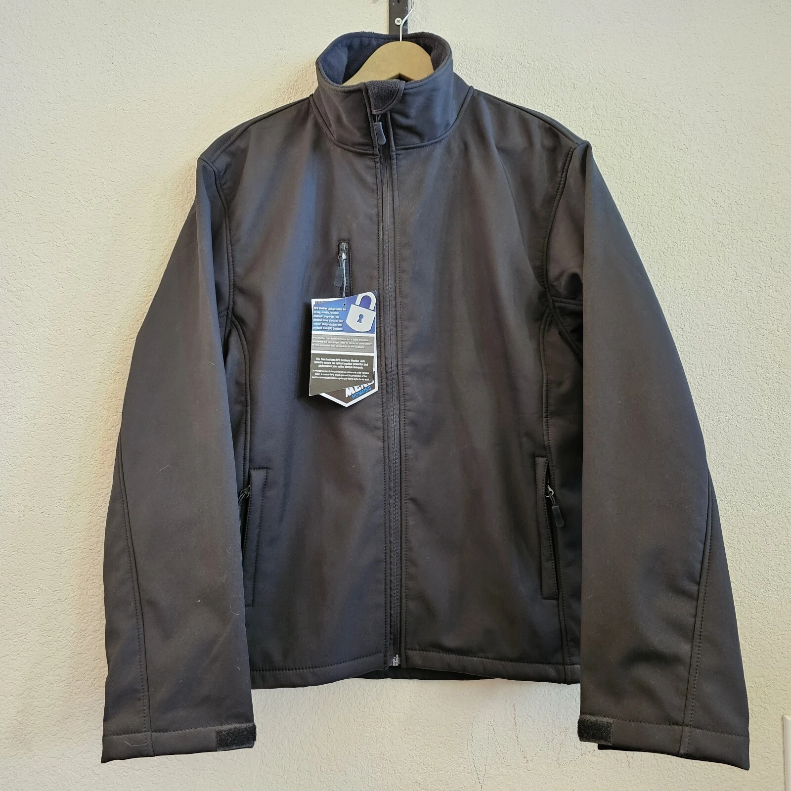 RPS Outdoors Jacket Mens L Black Coat Water Resistant full Zip-Up High Neck NWT