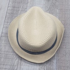 Carter  s Fedora Straw Hat For Unisex Child Size 0-9 Month Chambray Band