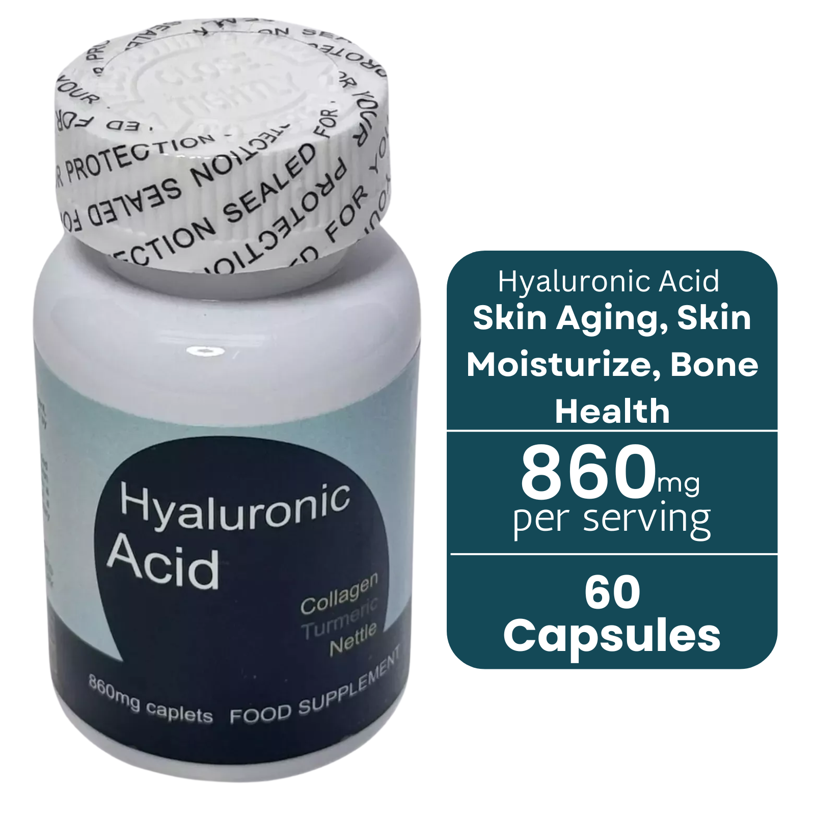 Hyaluronic Acid Collagen Turmeric Supplement 60 Capsules 850mg Free US Shipping-image