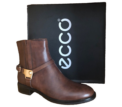 ECCO Hobert Harness Brown Leather Ankle Chelsea Boots Women's Sz EU 39 US 8 NEW