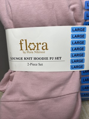 NEW Flora by Flora Nikrooz 2 Piece Lounge Knit Hoodie PJ Set Size Large Pink