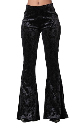 KILLSTAR Samt Schlaghose - Dark Dynasty Black Gothic Viktorianisch