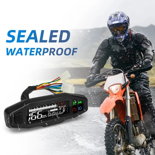 Universal Motorcycle Meter Speedometer LED Digital Dashboard 12000RPM GaugePanel