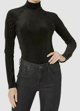 Only Hearts L83904 Women's Black Rib Raglan Turtleneck One Piece Bodysuit Size L