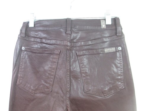 7 For All Mankind Womens Brown Pocketed Coated Ankle Skinny Jeans Size 27 - 第 6/9 張圖片