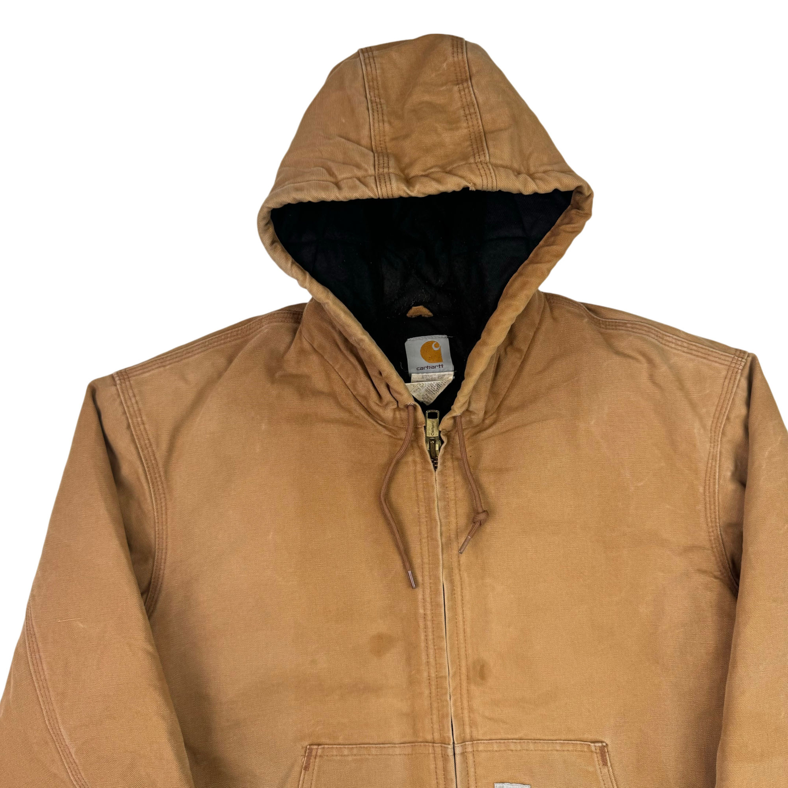 Carhartt Men's Extra Large Active Hooded Jacket Tan Brown Workwear J140 BRN image 3