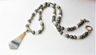 45% OFF! Handcrafted Artisan Gray & White Agate Gemstone Pendant 25” L