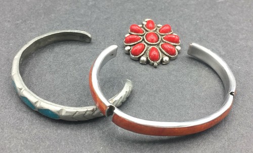 Vintage Set Of 2 Bracelets For Small Wrists And 1 Red Pendant